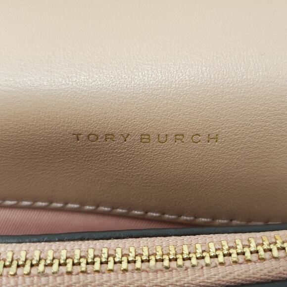 Tory Burch Kira Chevron Chain Wallet Purse Leather Pink Moon Rolled Brass 64086 - Picture 8 of 10